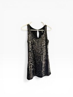 White House Black market Black Sequin Slip on Sleeveless Dress -S nwt